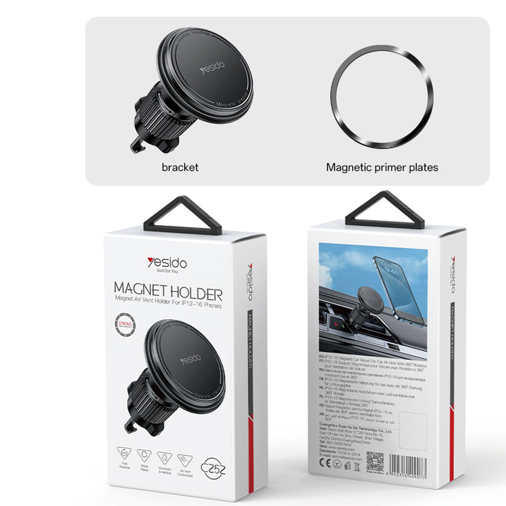 Supporto Auto Magnetico Yesido C252, Universale, Nero