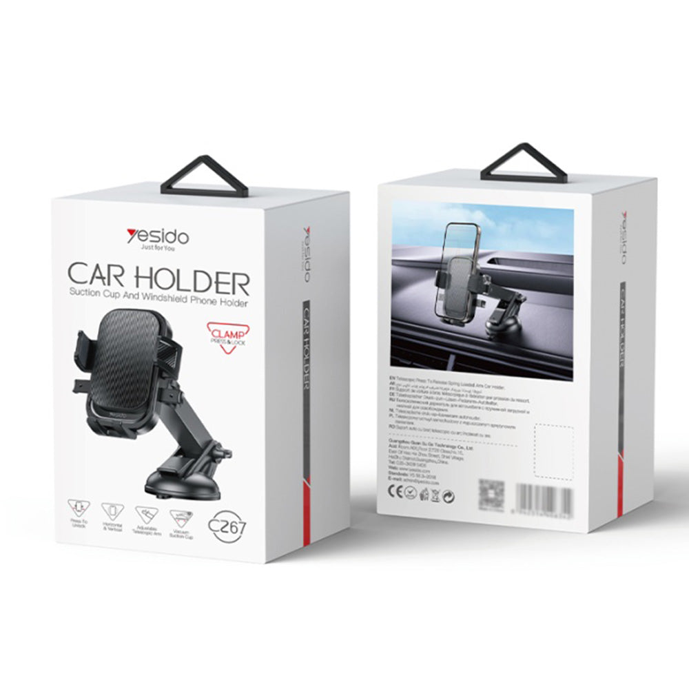 Support Auto Yesido C267, 4.7 pouces - 7.2 pouces, Noir