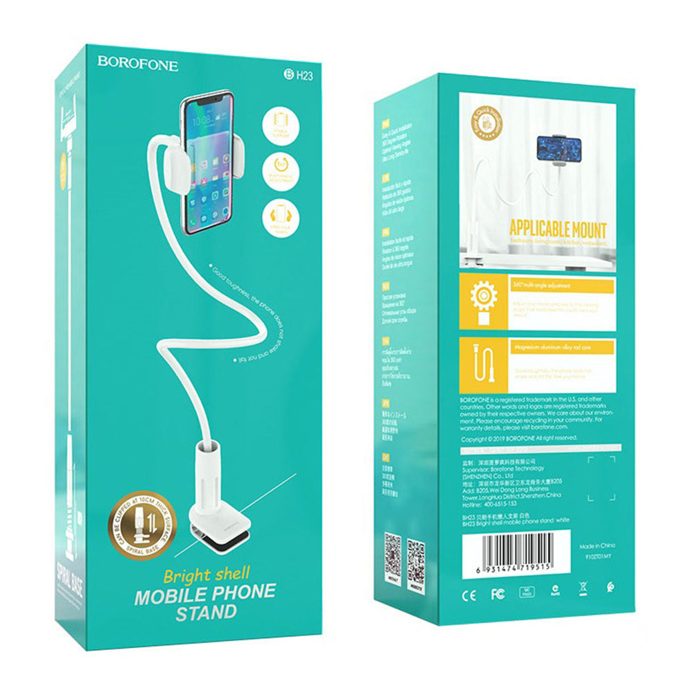 Supporto da Scrivania Borofone BH23 Bright Shell, 4.5 pollici - 6.5 pollici, Bianco