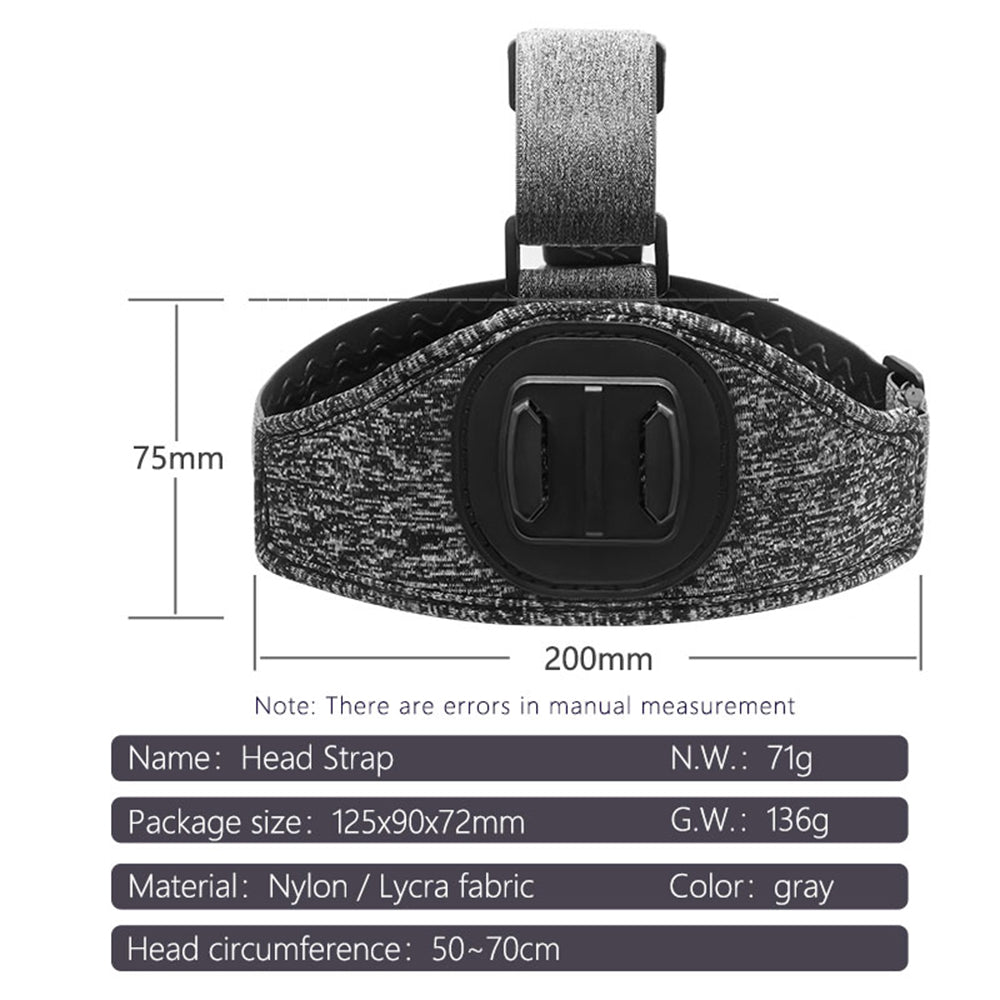 Support de tête pour caméra sport Techsuit JX-003 pour séries GoPro, Gris