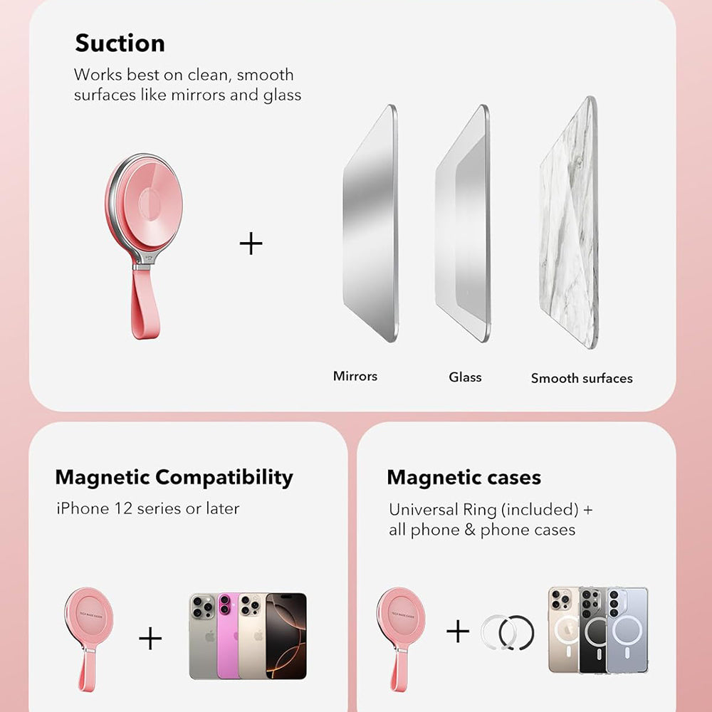 ESR HaloLock Leder Ringhalter, Universal, Rosa