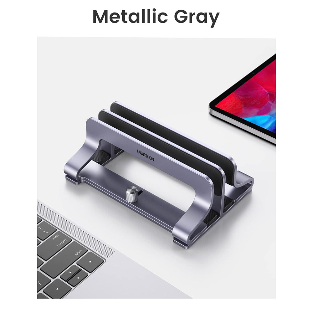 Vertikaler UGREEN LP258 Two Laptopständer für Laptops mit einer Dicke von 12mm - 26mm, Silber