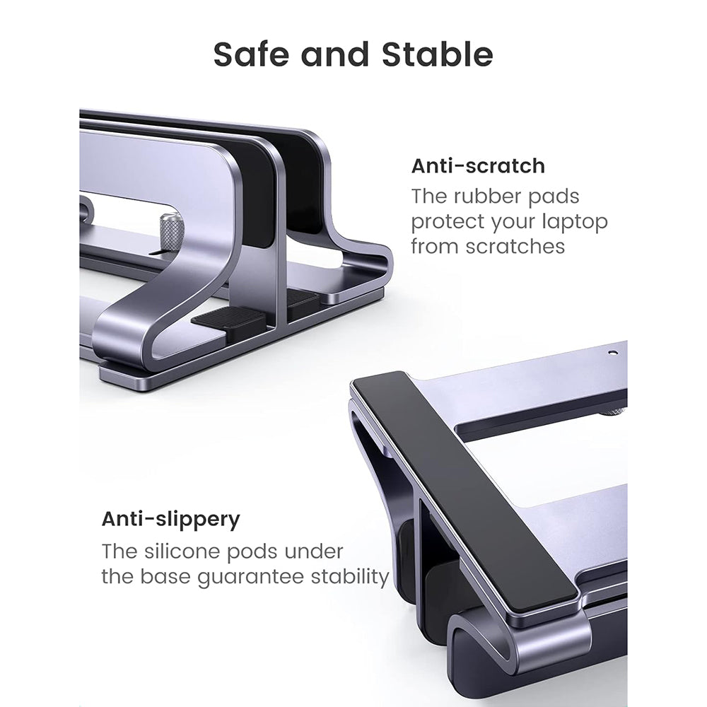 Vertikaler UGREEN LP258 Two Laptopständer für Laptops mit einer Dicke von 12mm - 26mm, Silber