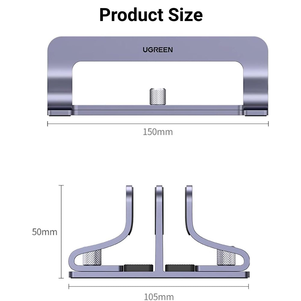Vertikaler UGREEN LP258 Two Laptopständer für Laptops mit einer Dicke von 12mm - 26mm, Silber