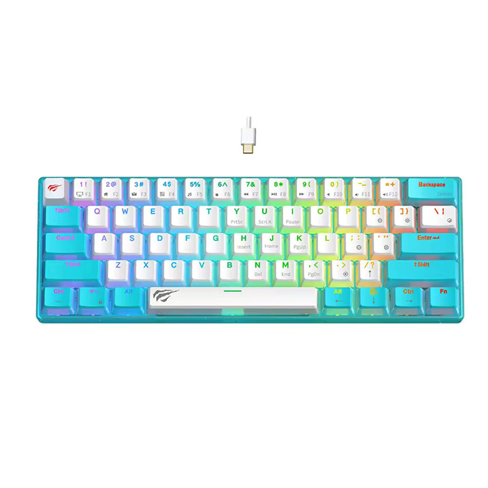 Clavier Gaming Filaire USB HAVIT KB903L, RGB, 1,8m, Bleu Blanc