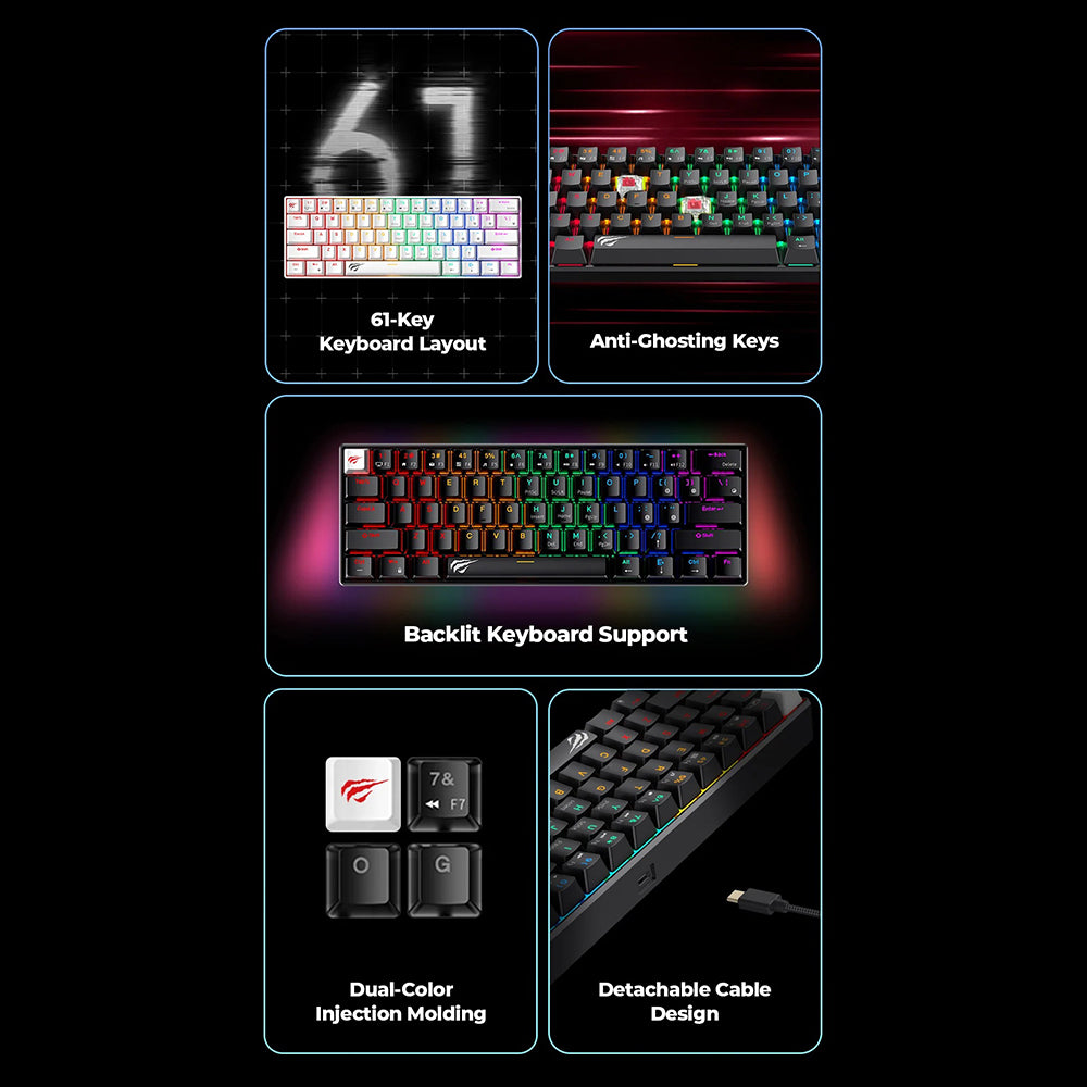 Gaming-Tastatur Wired USB HAVIT KB903L, RGB, 1,8m, Schwarz