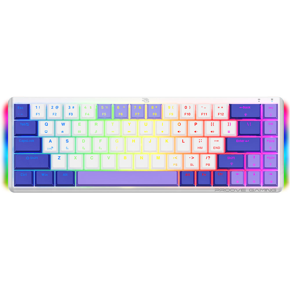 Tastiera Gaming Wireless Proove AFK, RGB, BT / Wi-Fi / Cablata, 1.5m, Bianca WKAFKEN22002