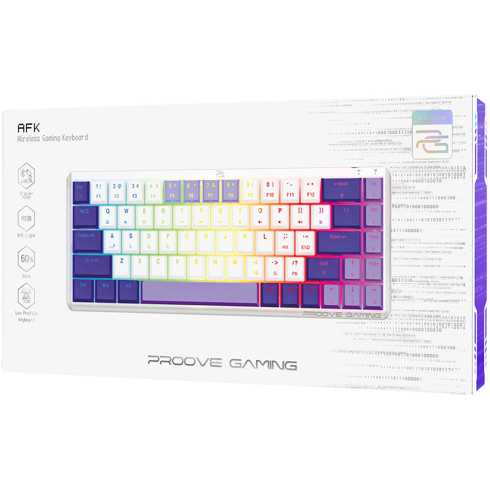 Tastiera Gaming Wireless Proove AFK, RGB, BT / Wi-Fi / Cablata, 1.5m, Bianca WKAFKEN22002