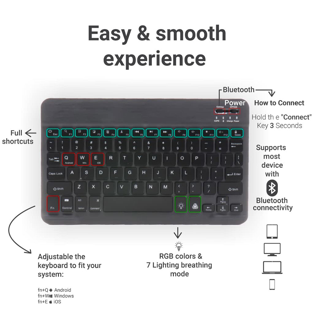 Clavier sans fil Techsuit WK1, RGB, Noir
