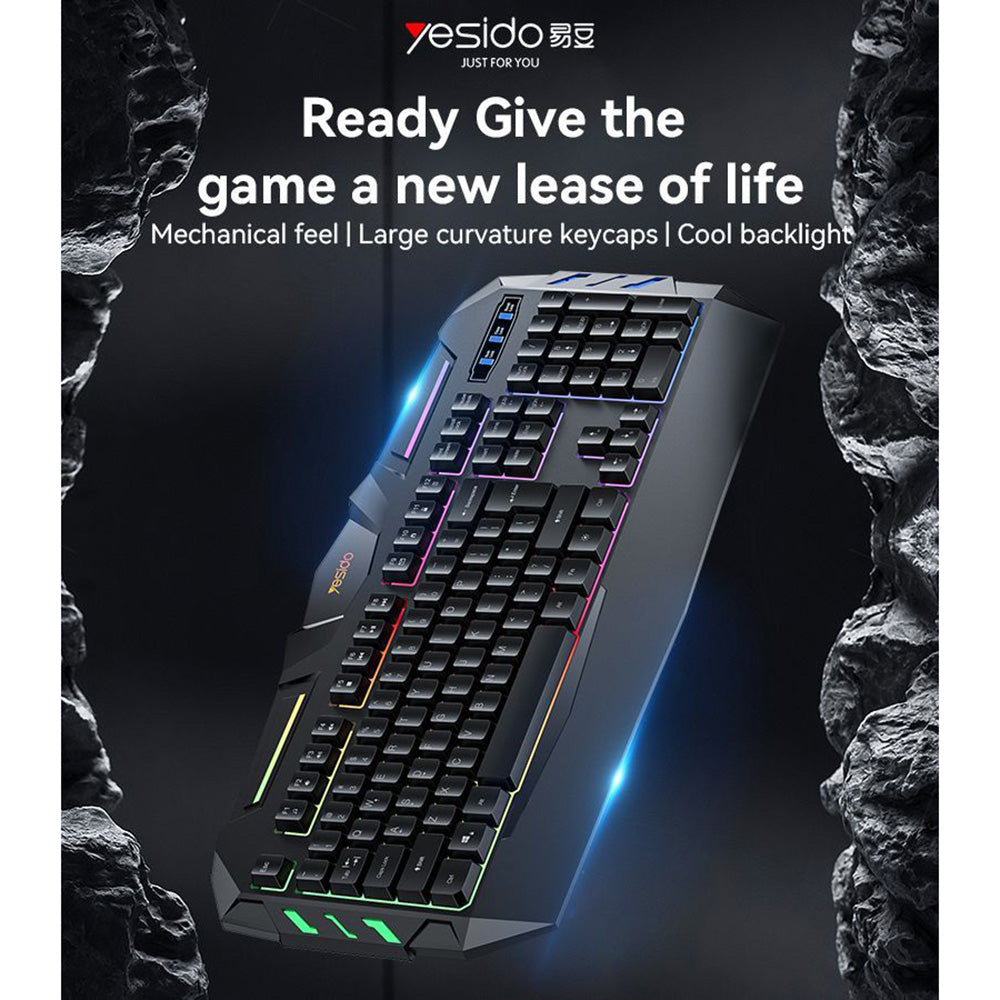 Clavier Gaming Filaire USB Yesido KB21, RGB, 1,5m, Noir