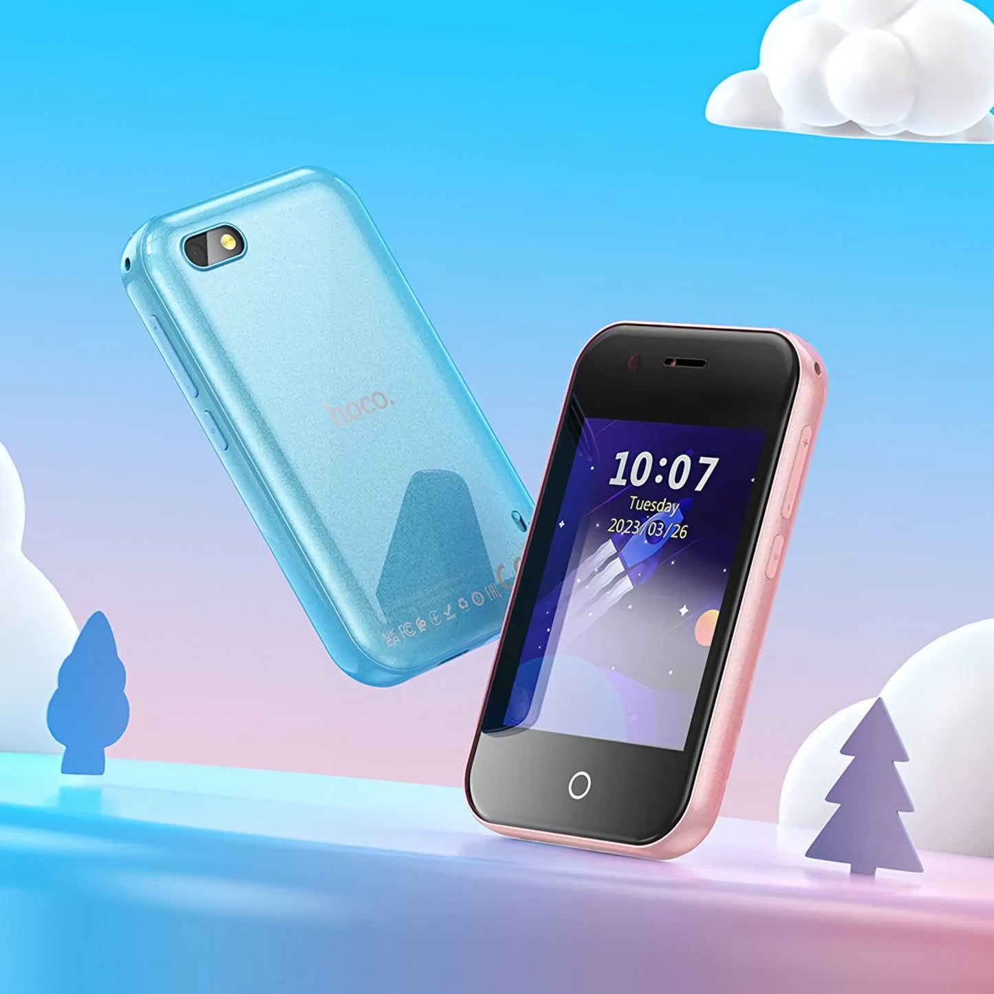 Téléphone Mobile HOCO Y102 Kids, 2G, Écran 2.8 pouces, Bleu