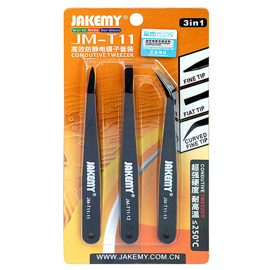 Pince à épiler antistatique Jakemy JM-T11, 3en1