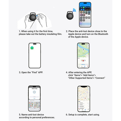 Acefast SmartTag S2 pour séries iOS, Set de 4 pièces, Noir