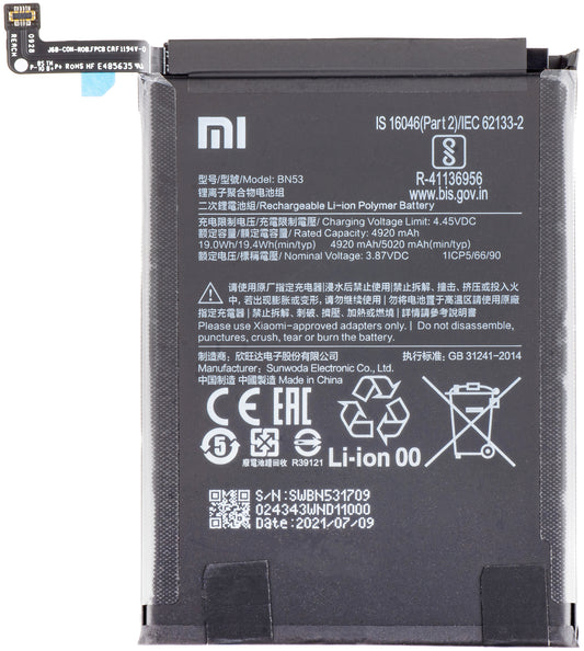 Akku Xiaomi Redmi Note 10 Pro / Note 9 Pro, BN53, Service Pack 46020000155Z