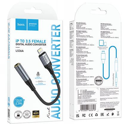 Audioadapter Lightning - 3,5 mm HOCO LS36A, Grau