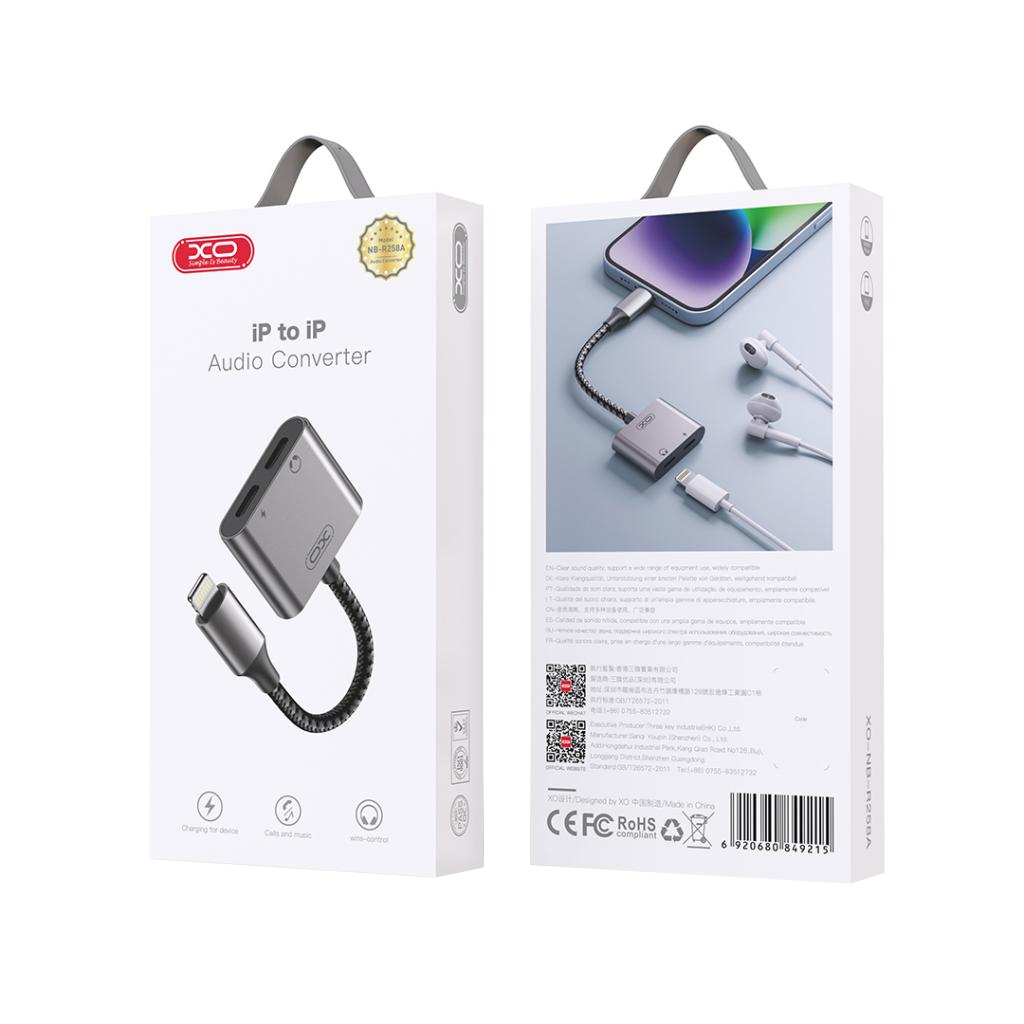 Adaptateur Audio Lightning - 2 x Lightning XO Design NB-R258A, Gris