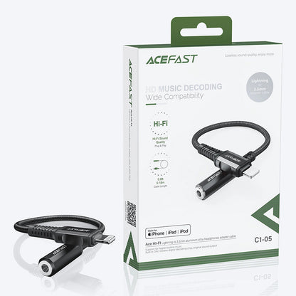 Audioadapter Lightning - 3,5 mm Acefast C1-05, Schwarz
