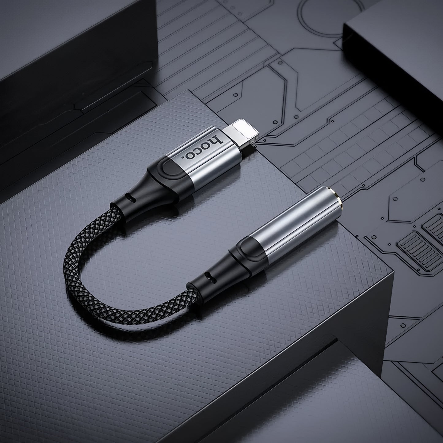 Audioadapter Lightning - 3,5 mm HOCO LS36A, Grau