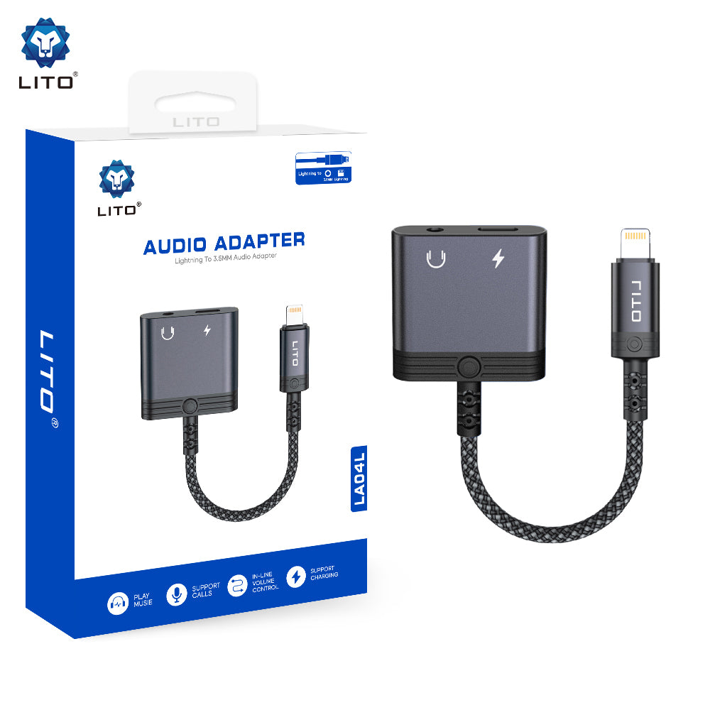 Lightning Audio Adapter - Lightning / 3.5mm Lito LA04L, Black