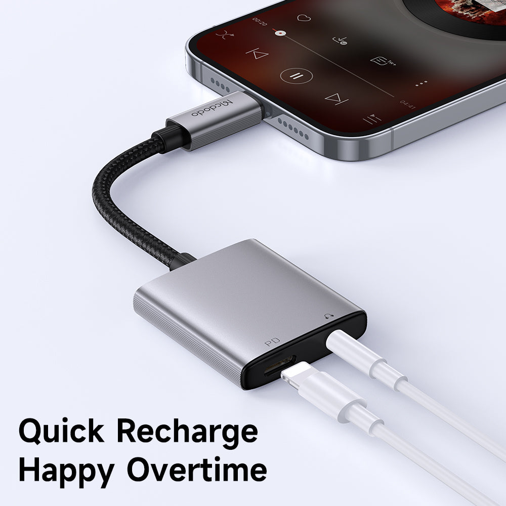 Adaptateur Audio Lightning - Lightning / 3.5mm McDodo CA-5540 Wales, Gris