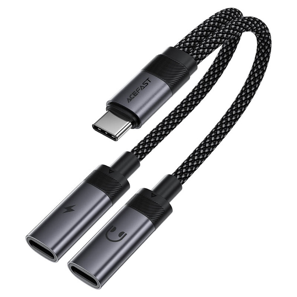 Adattatore Audio USB-C - 2 x USB-C Acefast J14, Nero