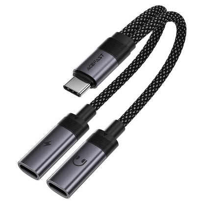 Adattatore Audio USB-C - 2 x USB-C Acefast J14, Nero