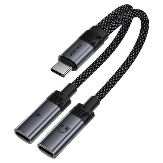 USB-C Audio Adapter - 2 x USB-C Acefast J14, Black