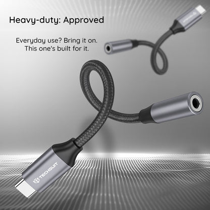 Adattatore Audio USB-C - 3.5mm Techsuit AC12 FuseXound, Grigio, Set 2 pezzi