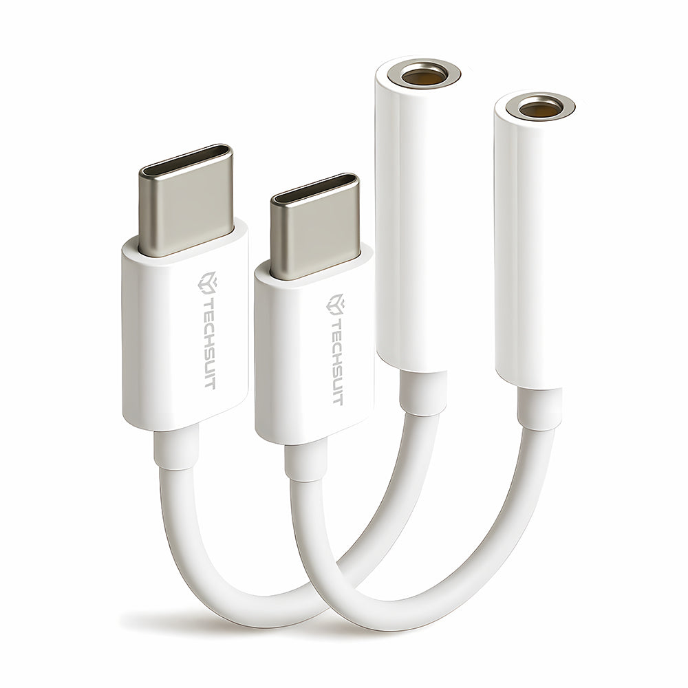 Adaptateur Audio USB-C - 3.5mm Techsuit AC18 MusicBox, Blanc, Lot de 2 pièces