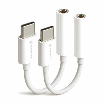 Adaptateur Audio USB-C - 3.5mm Techsuit AC18 MusicBox, Blanc, Lot de 2 pièces