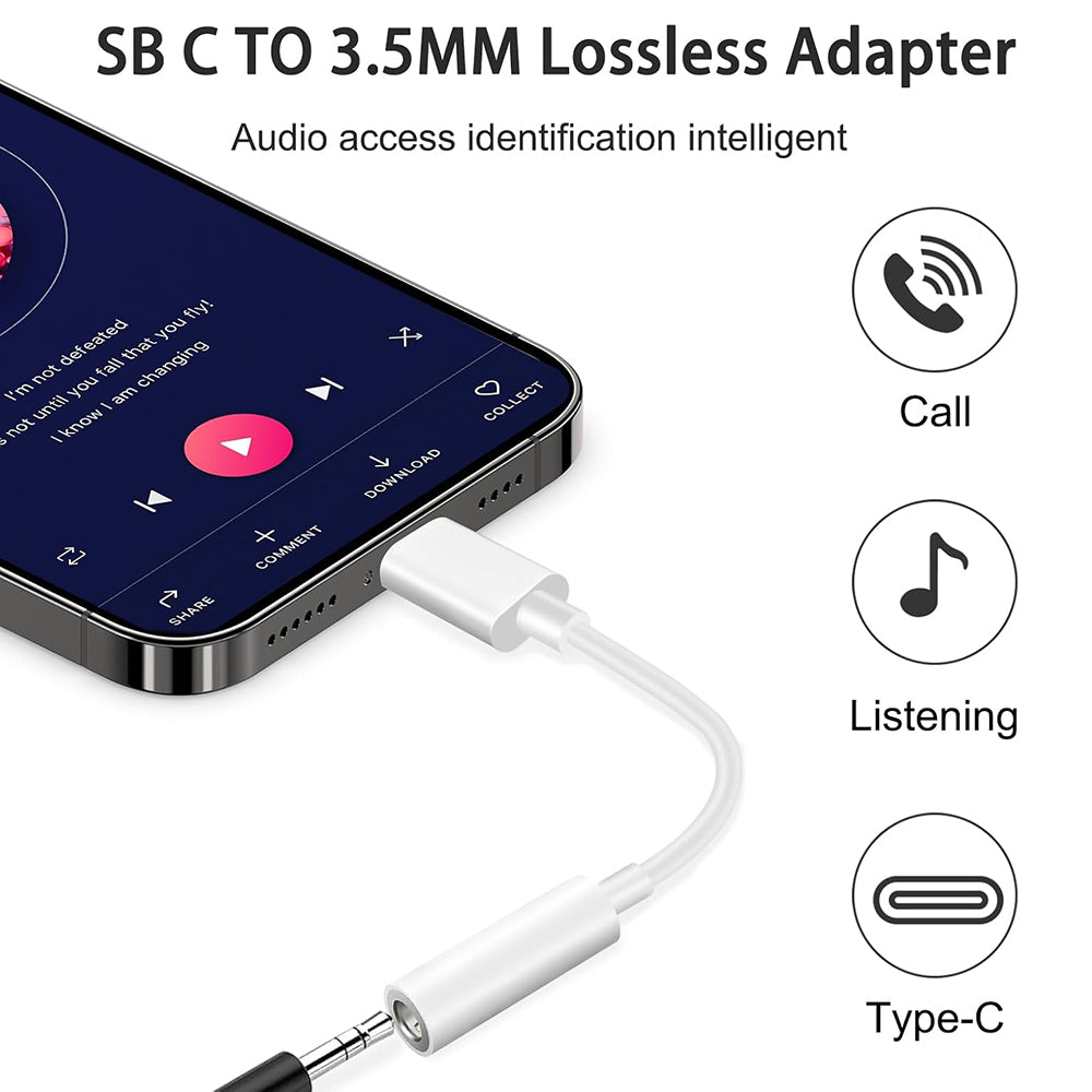 Adaptateur Audio USB-C - 3.5mm Techsuit AC18 MusicBox, Blanc, Lot de 2 pièces