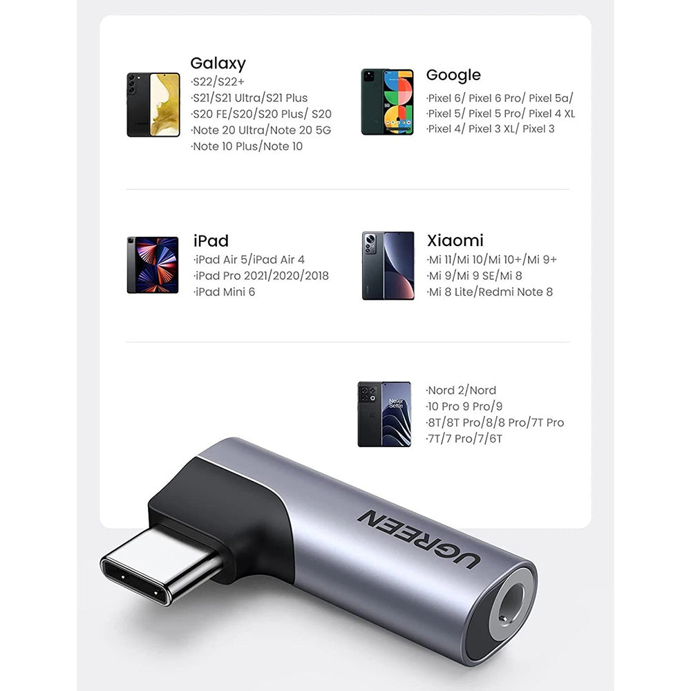 Adattatore Audio USB-C - 3.5mm UGREEN CM460 (20194) Angolato, Grigio