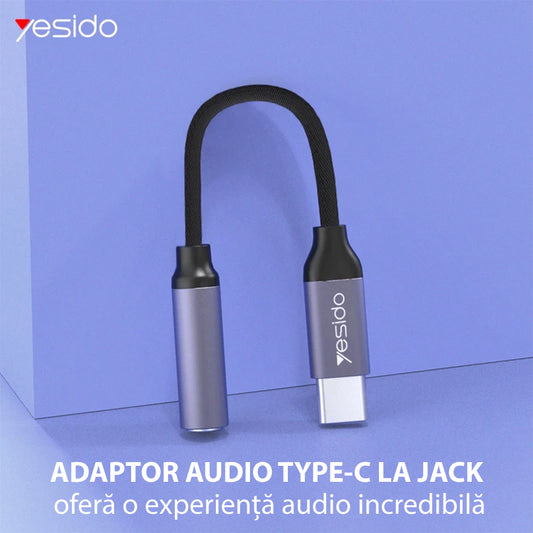Adaptateur Audio USB-C - 3.5mm Yesido YAU19, Noir