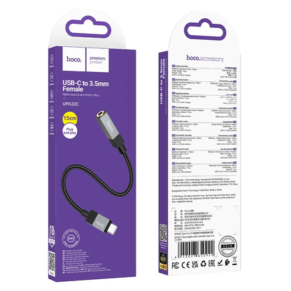 Adaptateur Audio USB-C - 3,5 mm HOCO UPA32C, Noir