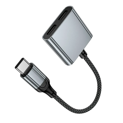 Adaptateur Audio USB-C - USB-C / USB-C HOCO UPA34A, Gris