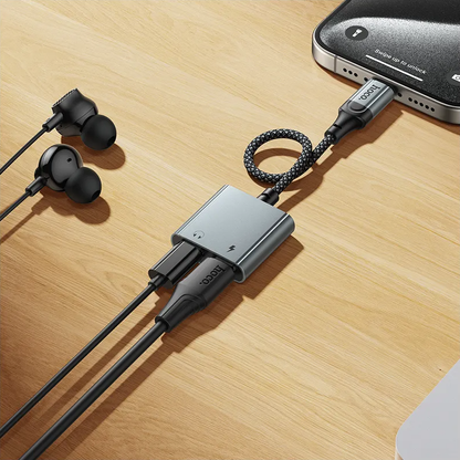 Adaptateur Audio USB-C - USB-C / USB-C HOCO UPA34A, Gris