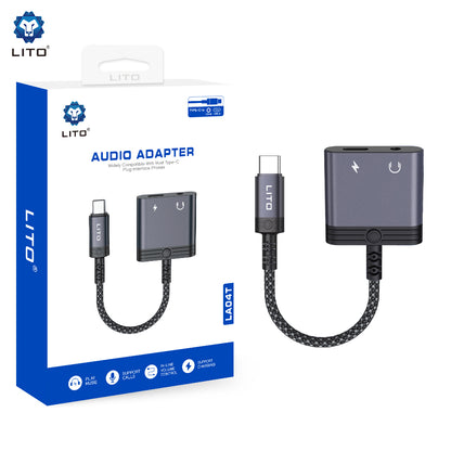 Adattatore Audio USB-C - USB-C / 3.5mm Lito LA04T, Nero