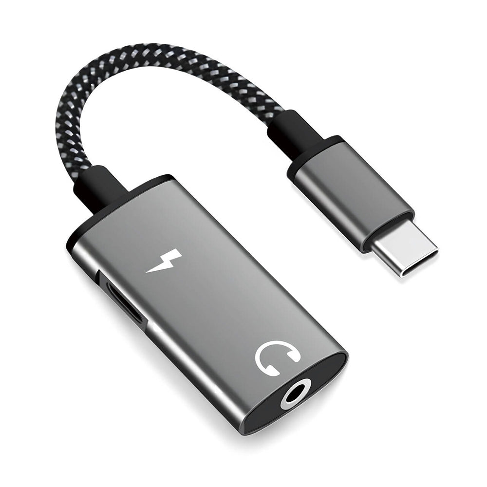 Adaptateur Audio USB-C - USB-C / 3.5mm Techsuit AC22 AcustiCore, Gris