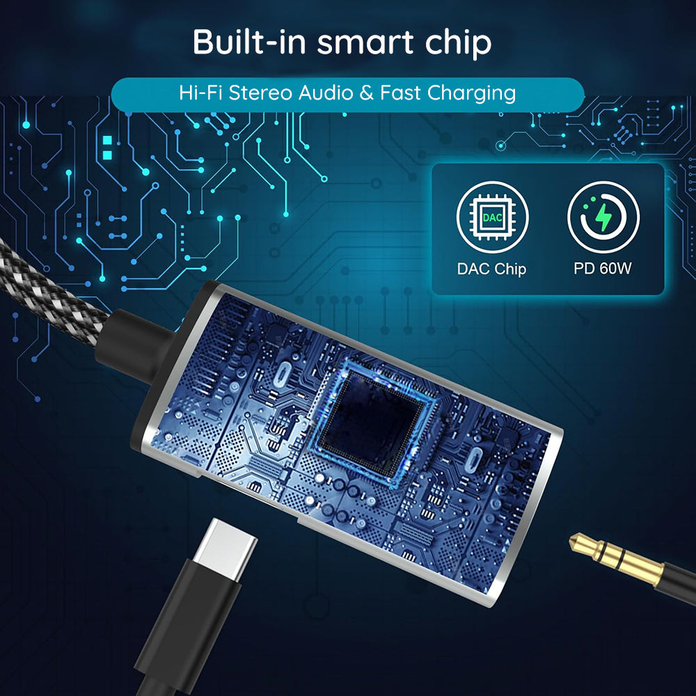 Adaptateur Audio USB-C - USB-C / 3.5mm Techsuit AC22 AcustiCore, Gris