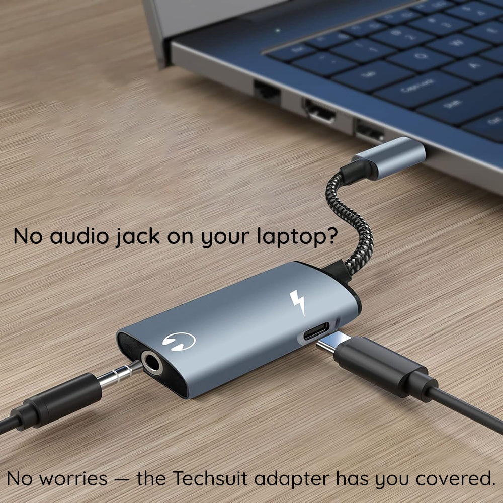 Adaptateur Audio USB-C - USB-C / 3.5mm Techsuit AC22 AcustiCore, Gris