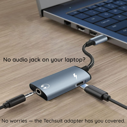 Adaptateur Audio USB-C - USB-C / 3.5mm Techsuit AC22 AcustiCore, Gris