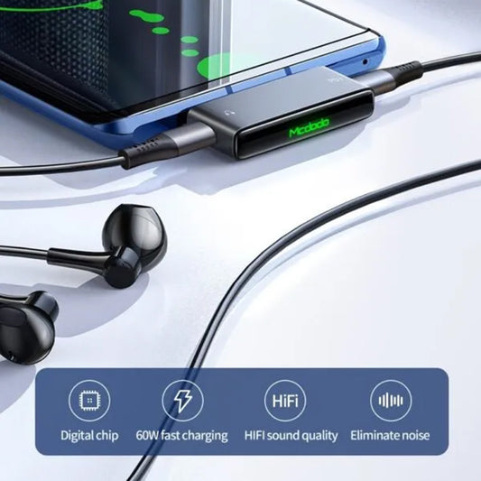 Adattatore Audio USB-C - USB-C / USB-C McDodo CA-7670, Nero