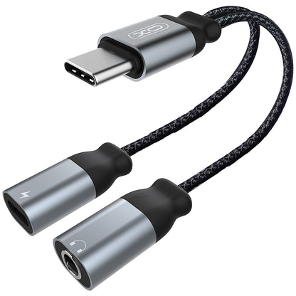 Audioadapter USB-C - USB-C / 3,5mm XO Design NBR160B, Schwarz