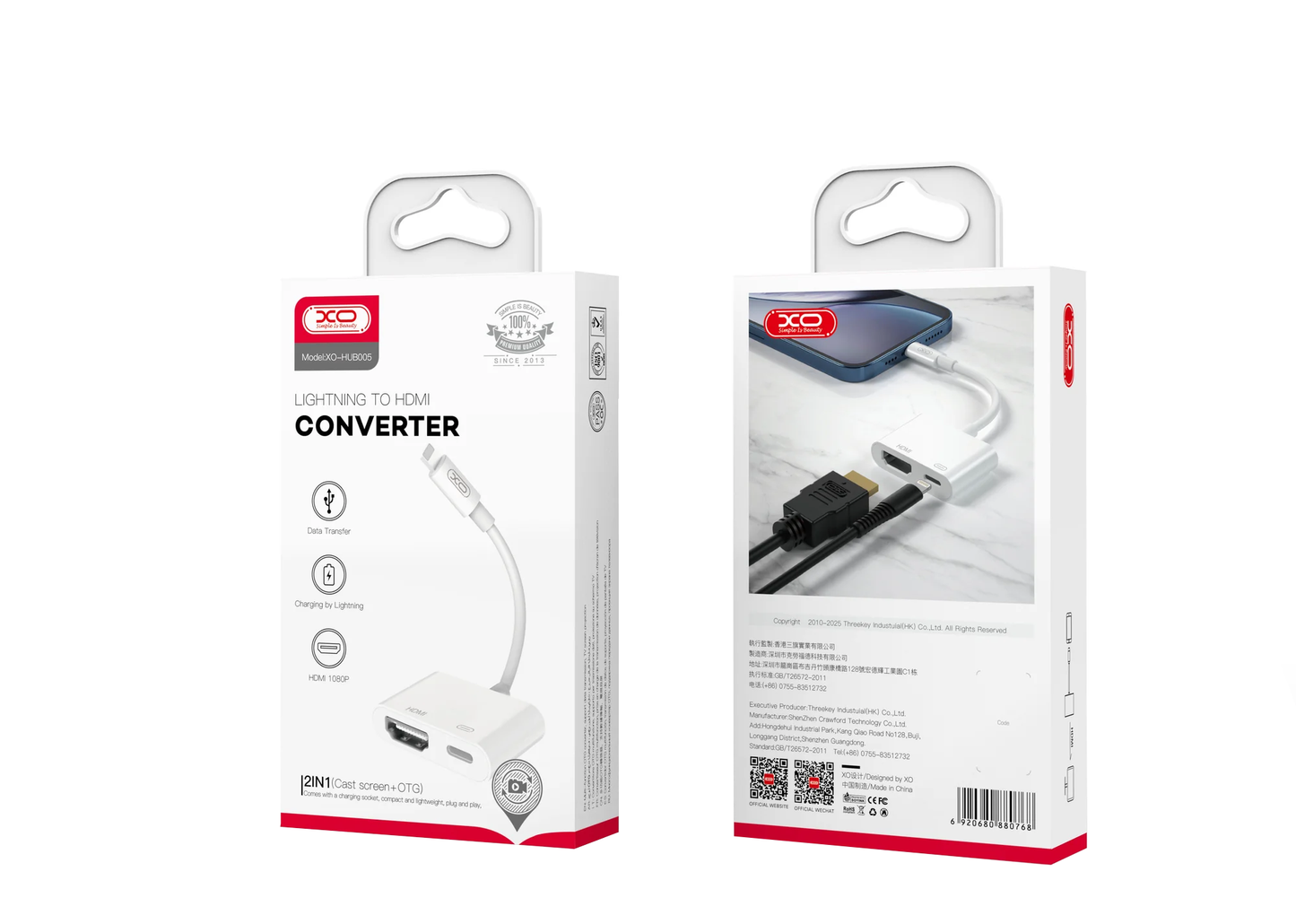 Adattatore Audio e Video Lightning - HDMI / Lightning XO Design HUB005, Bianco