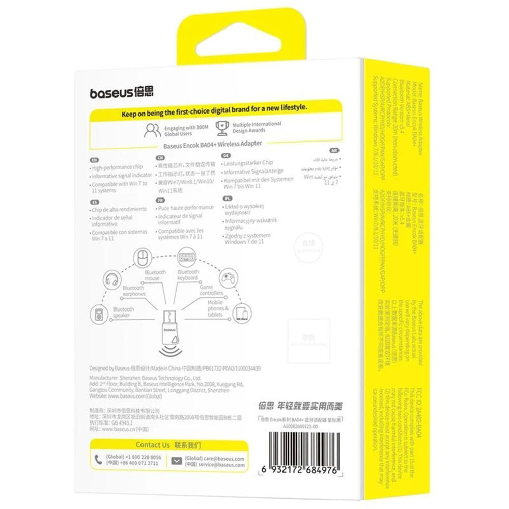 Adattatore Bluetooth USB Baseus Encok BA04+, Nero A10082600121-00