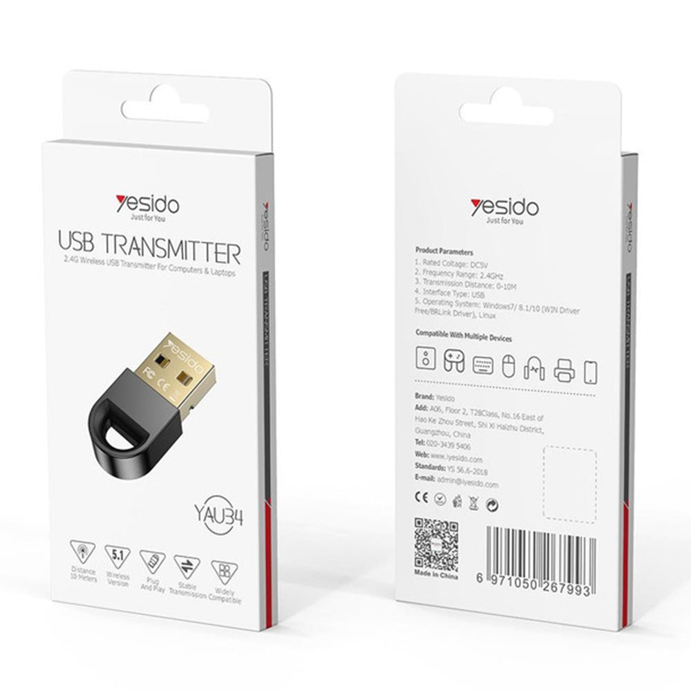 Adaptateur Bluetooth USB Yesido YAU34, Noir