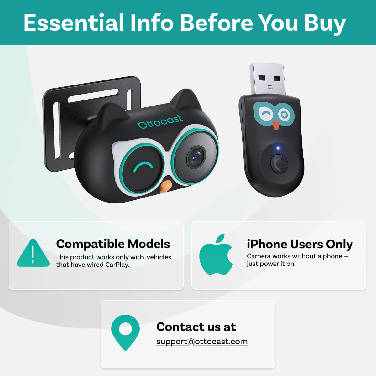 Ottocast Cabin Care Carplay Auto Adapter für Apple iPhone Series CA520-T
