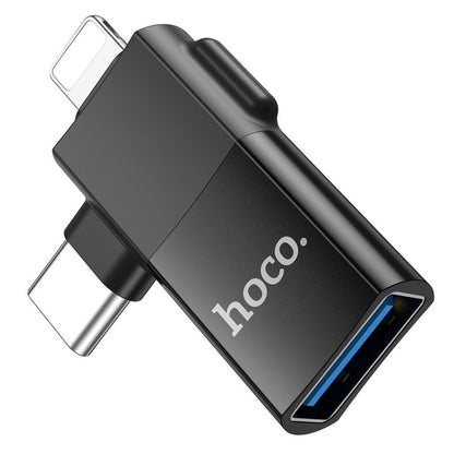 OTG Adapter USB-C / Lightning - USB-A HOCO UA17, Schwarz