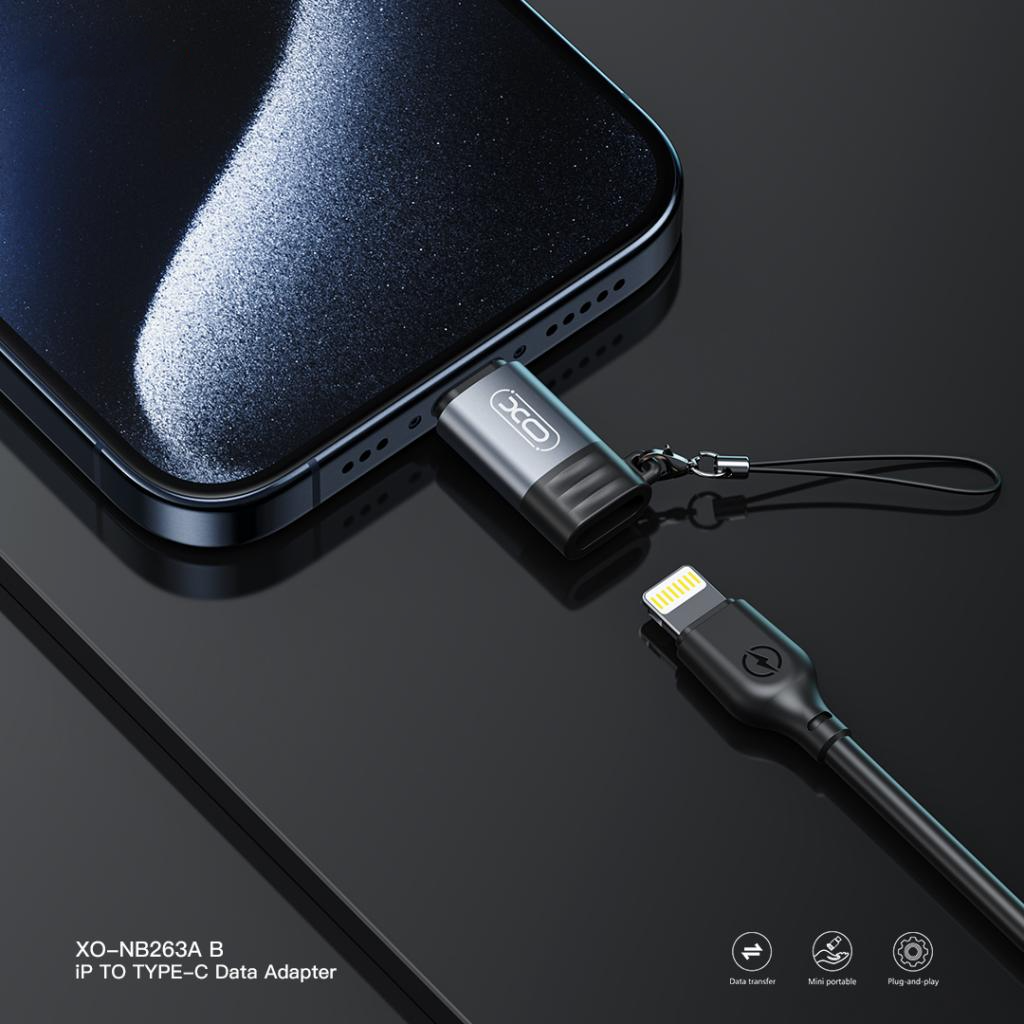 Adaptateur de données et de charge Lightning - USB-C XO Design NB263B, Noir