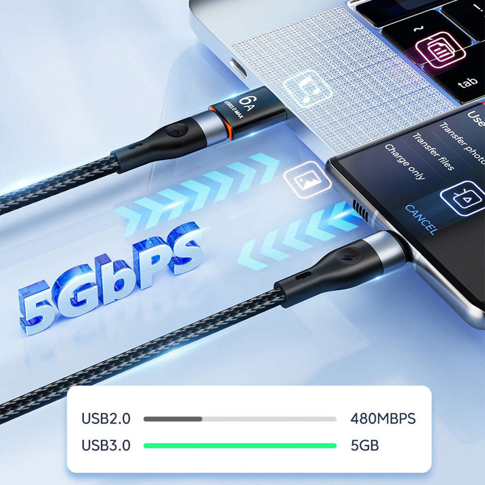 USB-C - USB-A Daten- und Ladeadapter Techsuit A5 HyperPort, Schwarz Orange